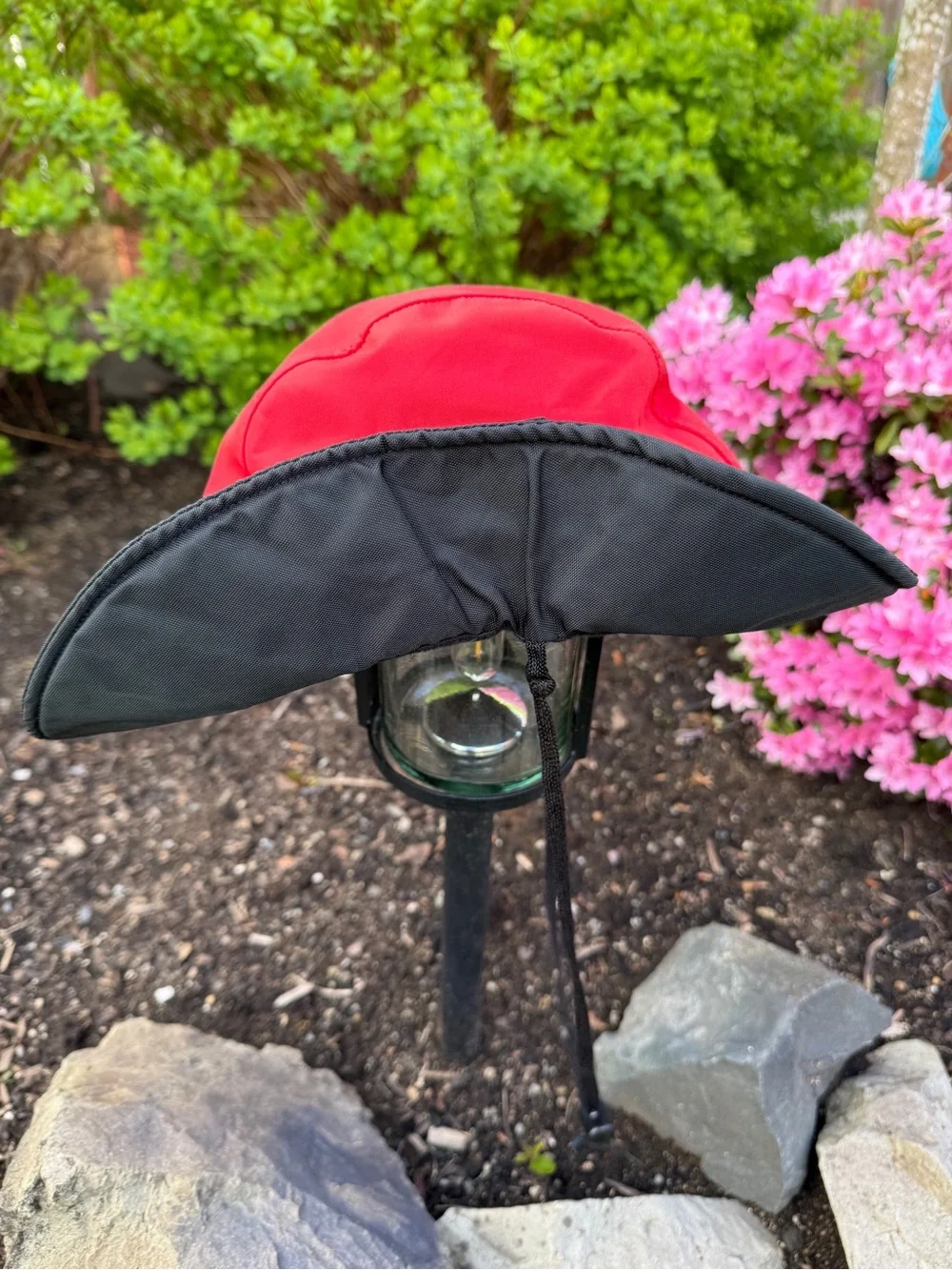 Outdoor Research Red and Black Outdoor Rain  Hat with Chin Cord